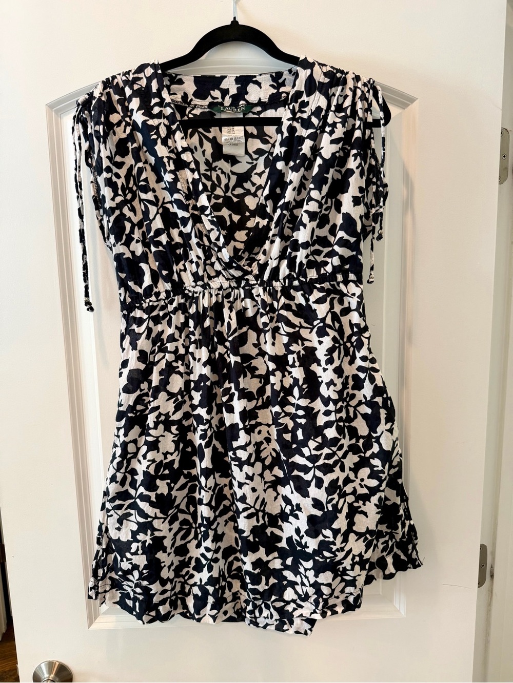 Lauren Ralph Lauren Black and White Floral Swim Coverup